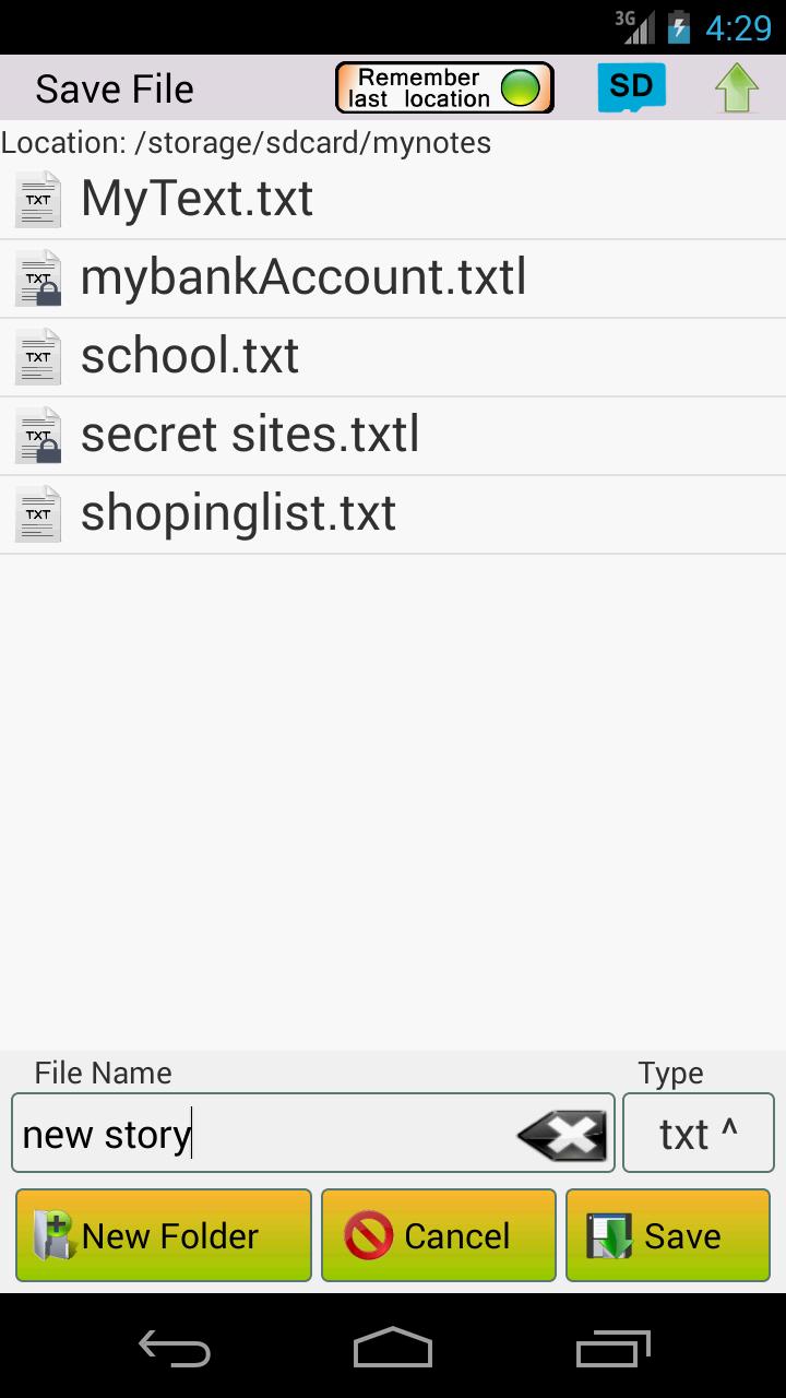 Notes2SD Text Editor