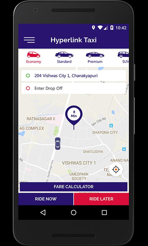 Taxi App- Hyperlink