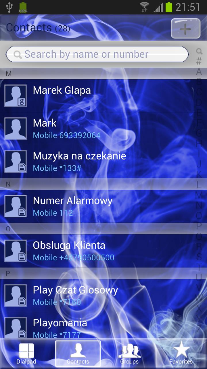 Blue Smoke - GO Contacts Theme