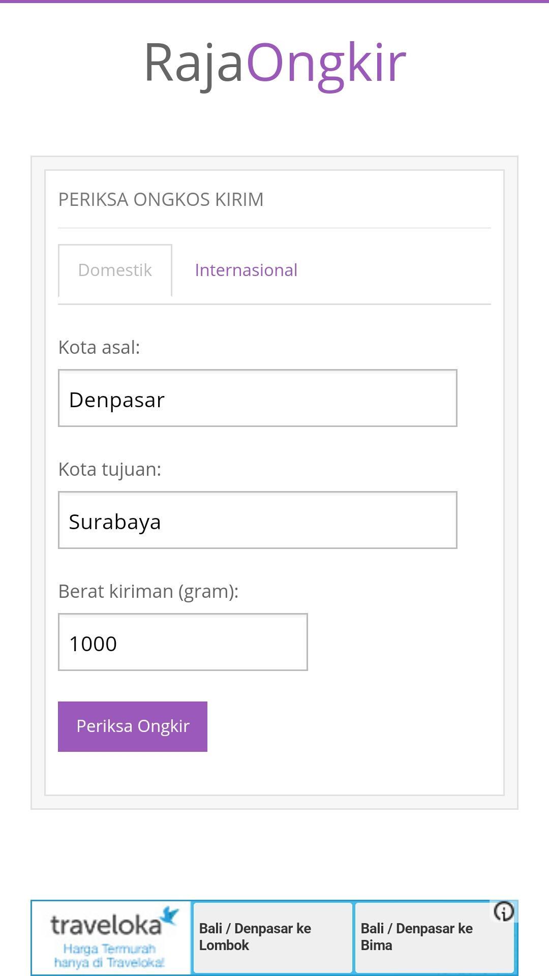 Cek Ongkir