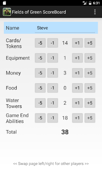 Fields of Green ScoreBoard