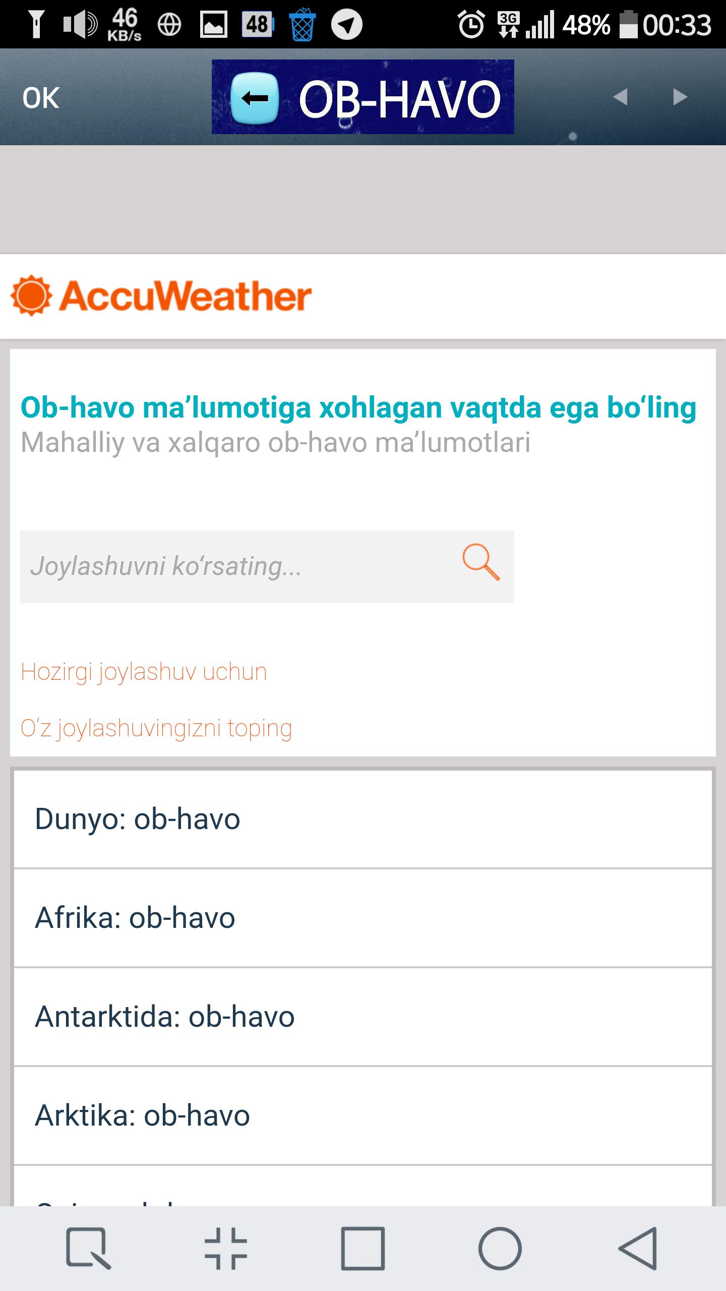 Ob-Havo - O'zbekiston va JAHON