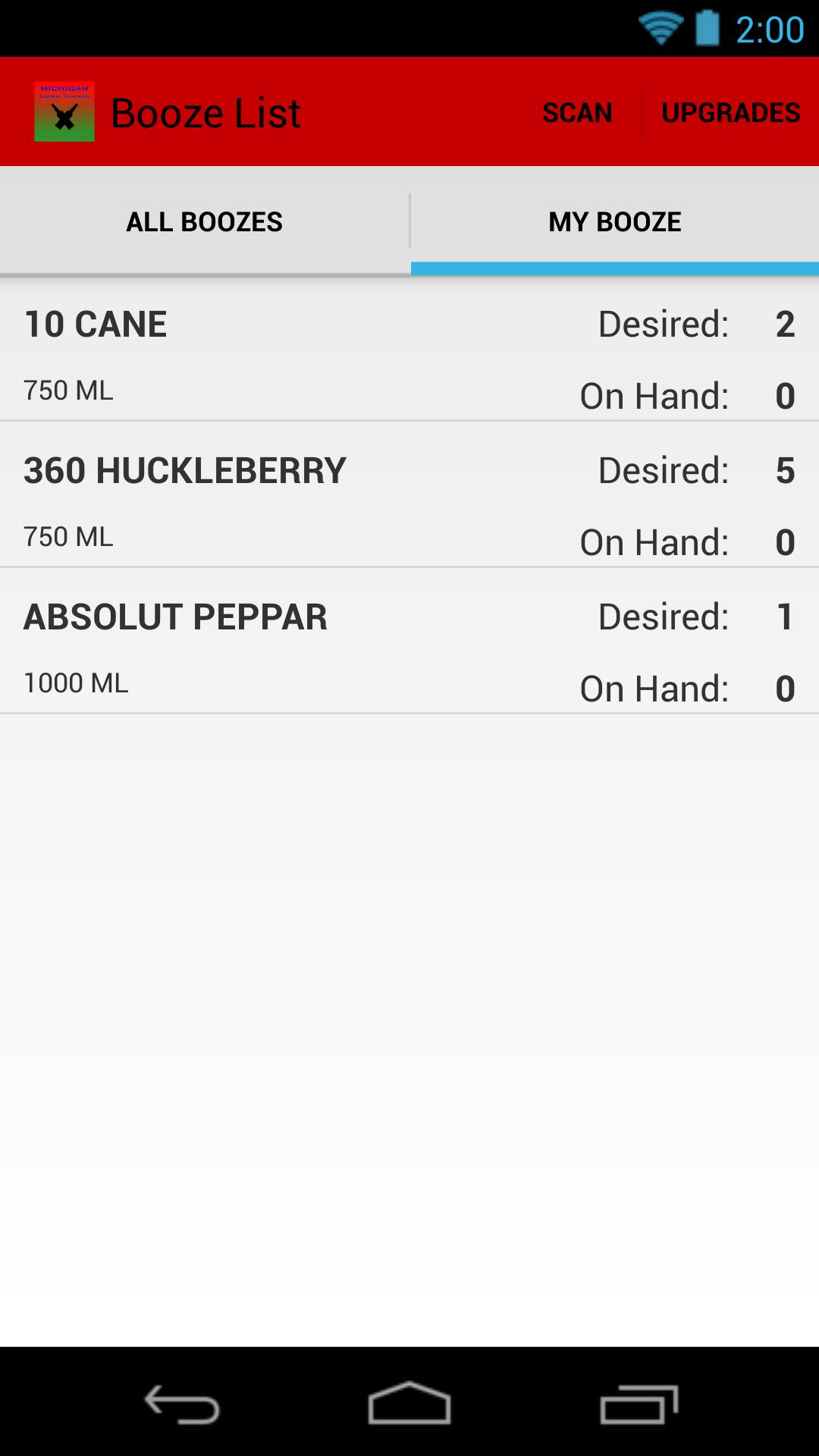 Booze List - Liquor Inventory