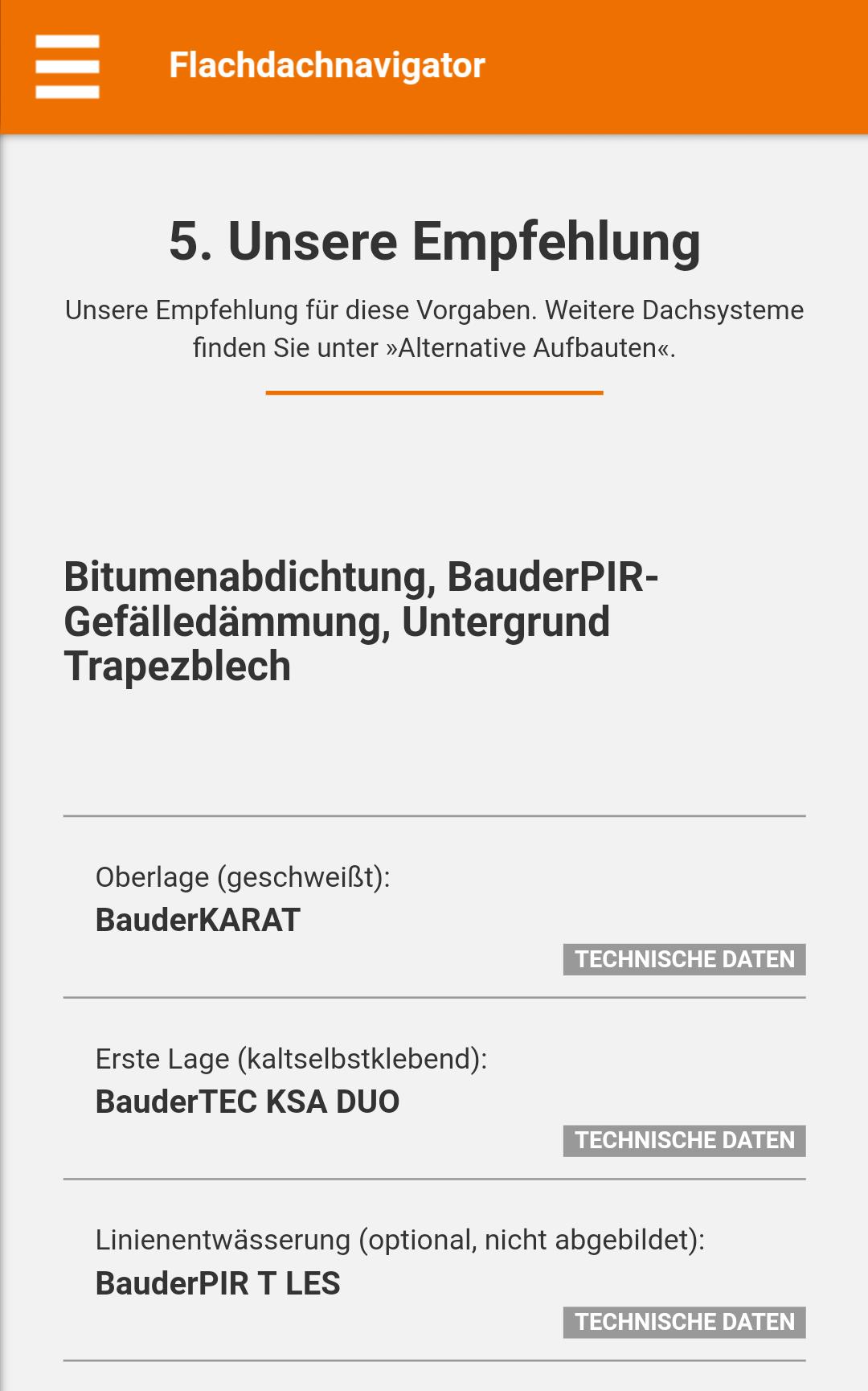 Bauder Flachdach-Navigator 2.0