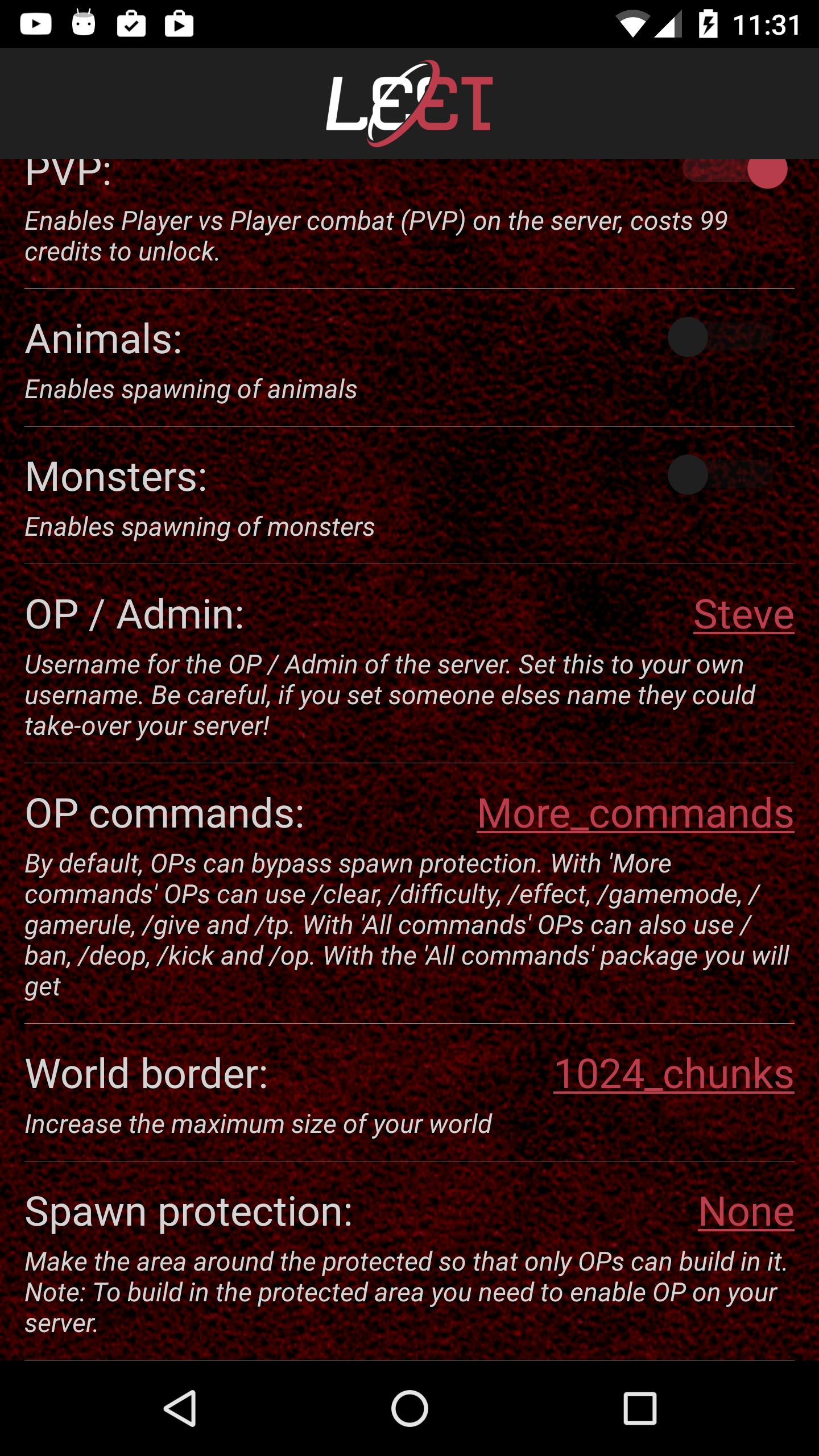 LEET Servers for Minecraft PC