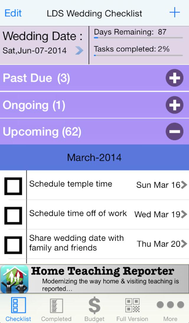 LDS Wedding Checklist