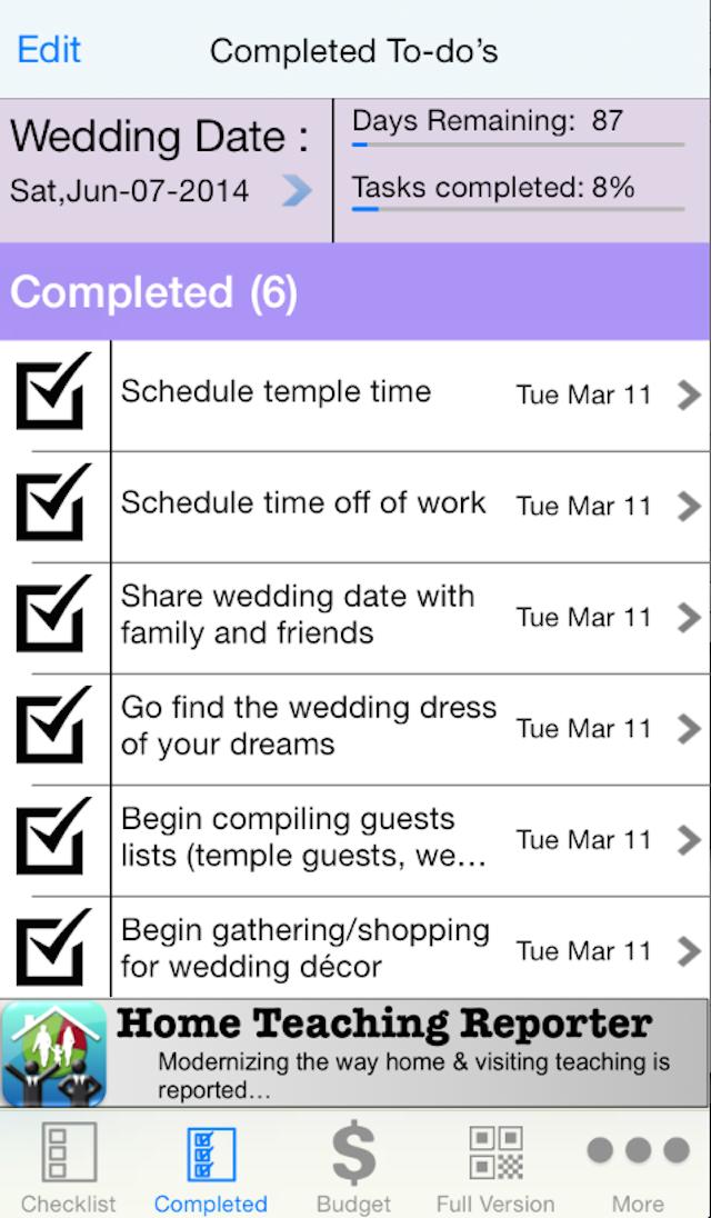 LDS Wedding Checklist