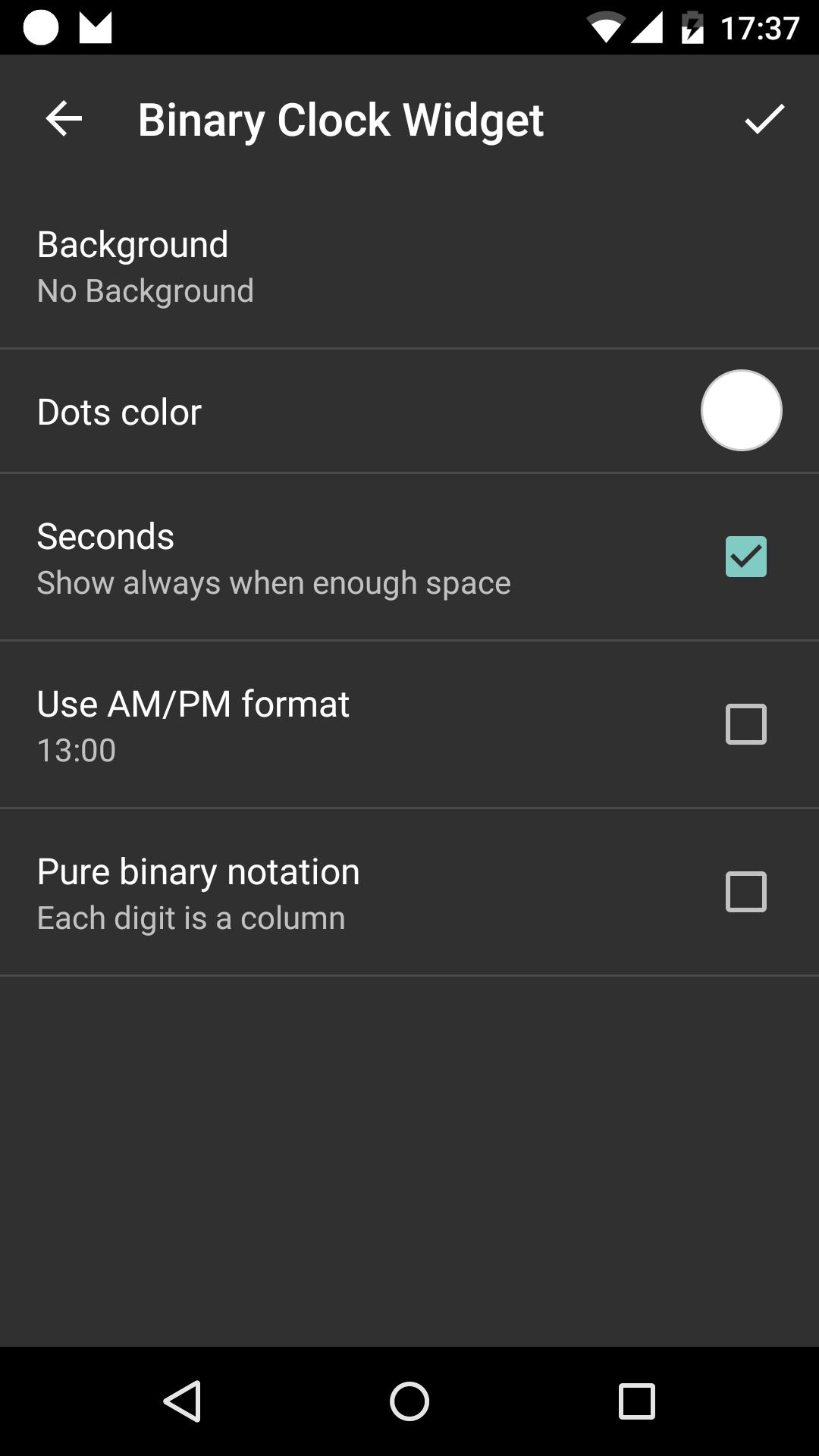 Pretty Binary Clock Widget