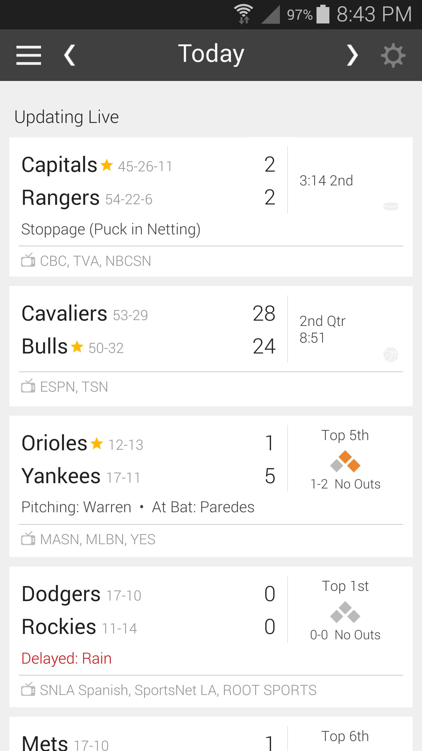 Live Scores, Plays & Stats for NFL, MLB, NBA, MLB