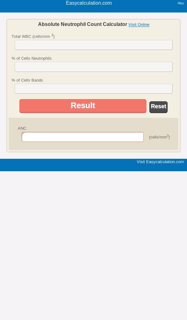 ANC Calculator-EasyCalculation