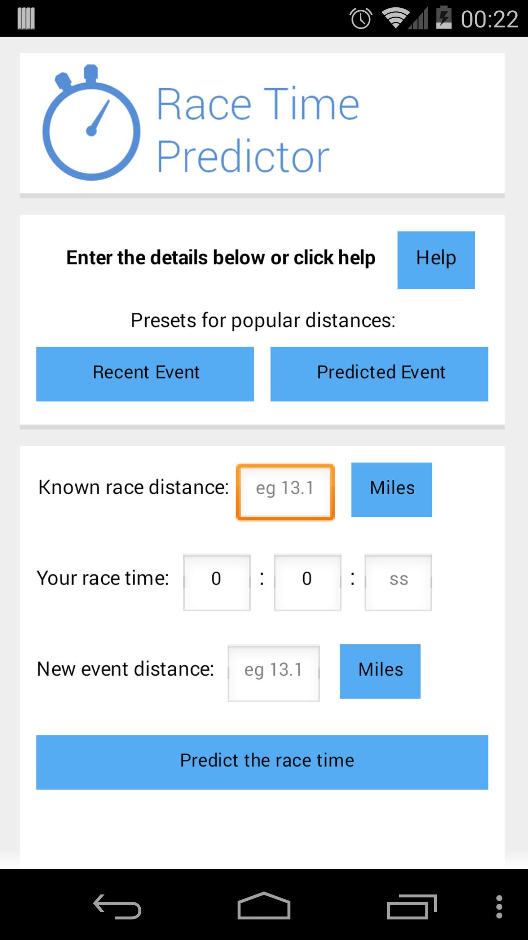 Race Time Predictor