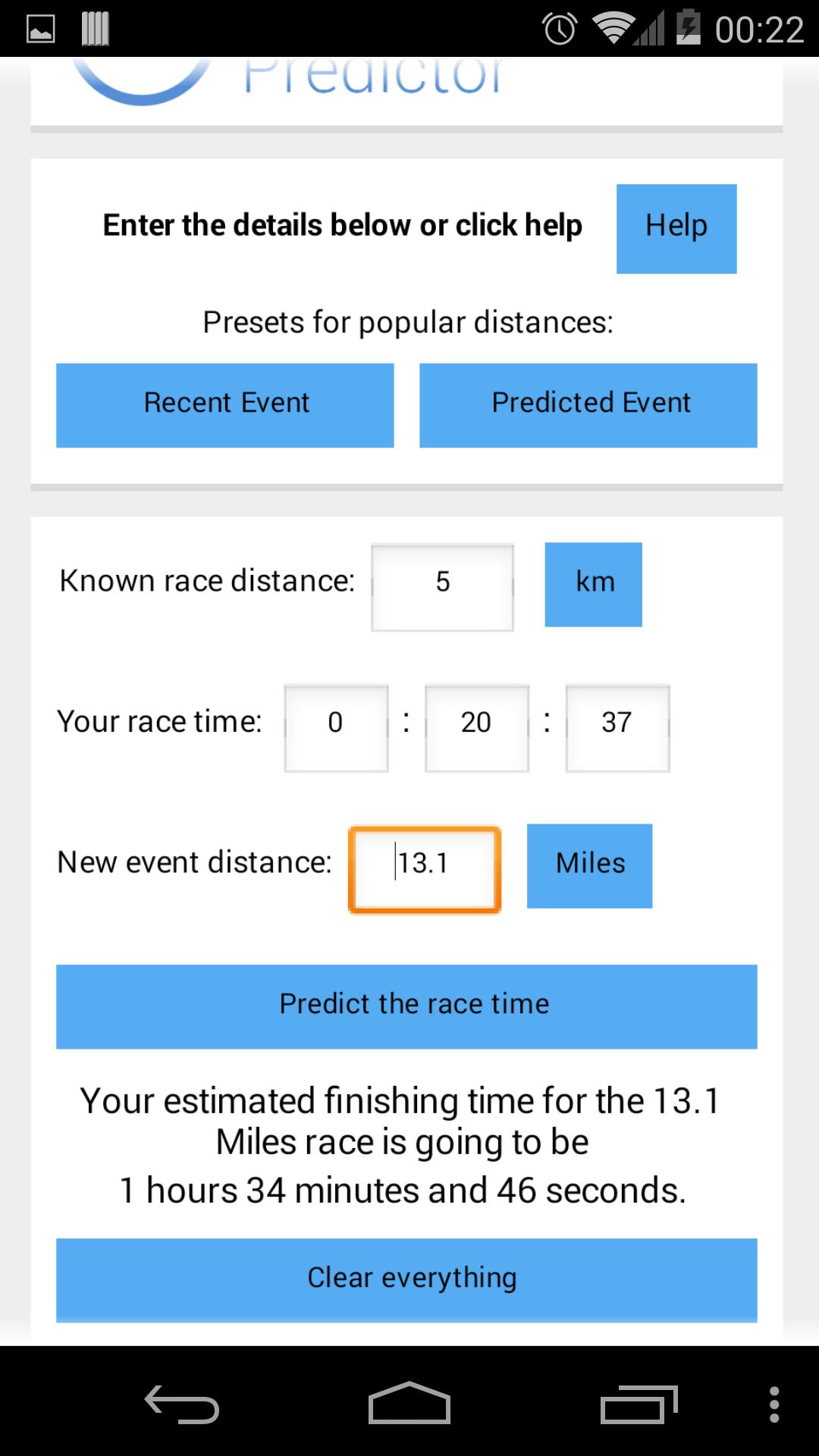 Race Time Predictor