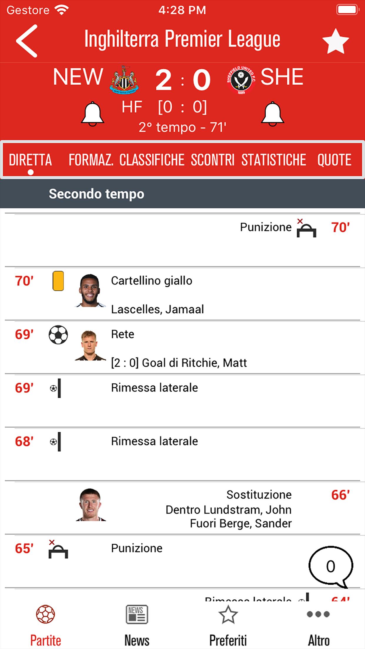 Diretta Goal Livescore - Diret