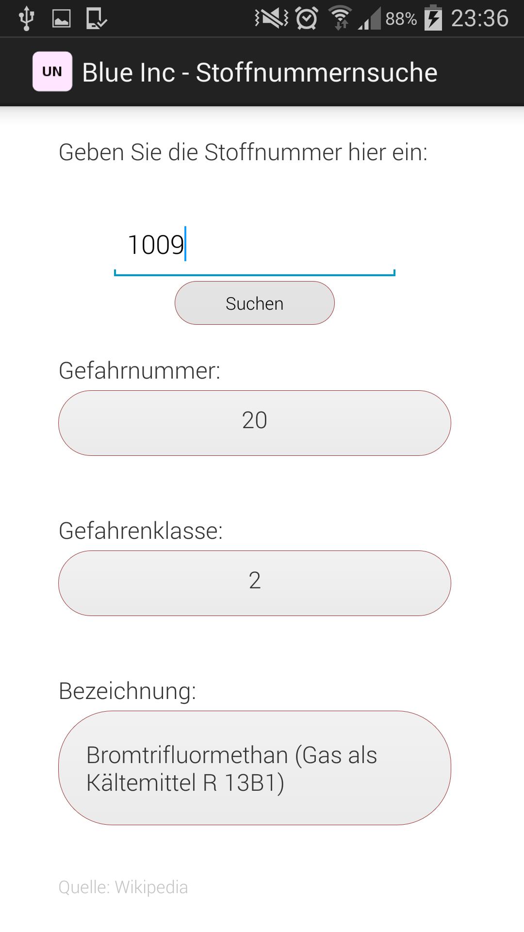 Feuerwehr UN-Nummer Suche Lite