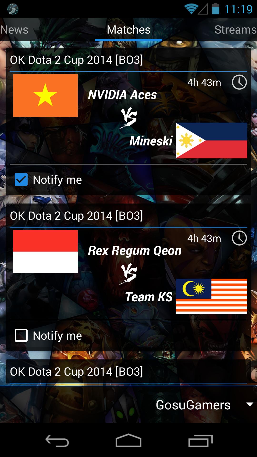 Dota 2 Match Ticker