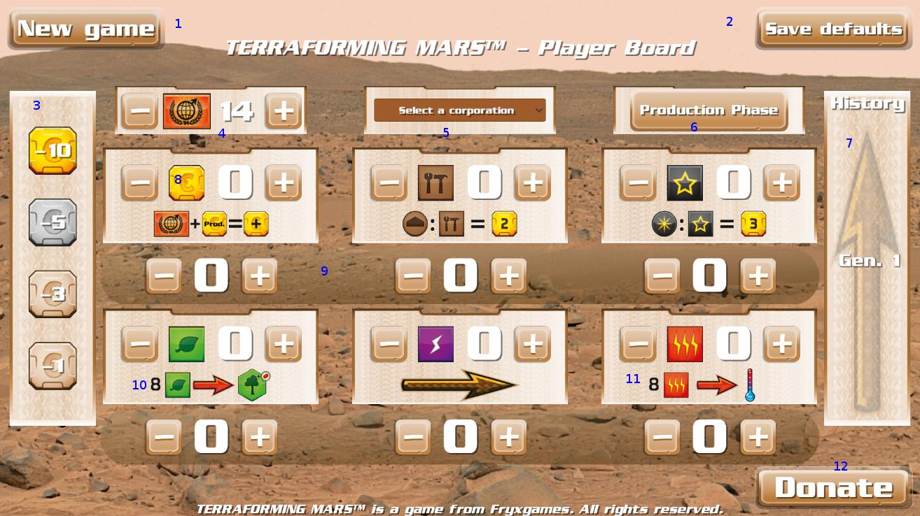 Terraforming Mars Player Board
