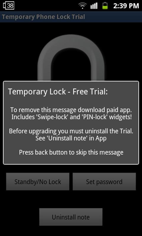 Temporary Lock - Free Trial
