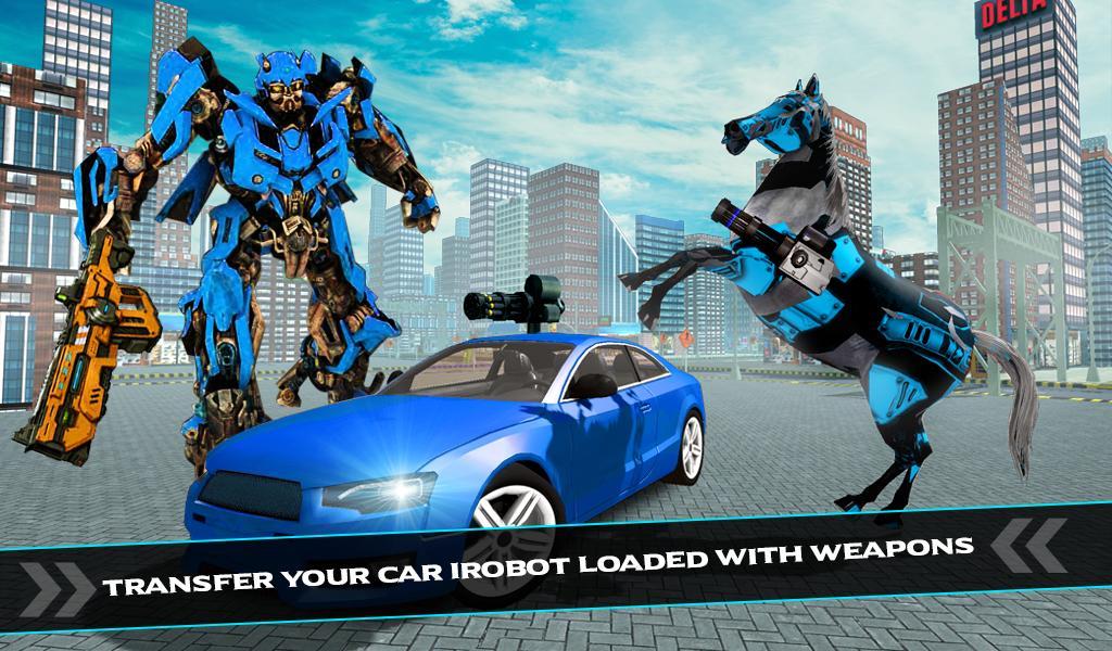 US Police Car Robot War Wild Horse Robot Transform