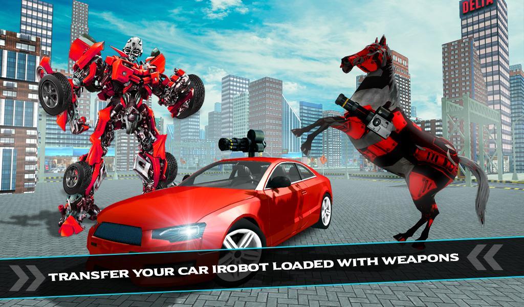US Police Car Robot War Wild Horse Robot Transform