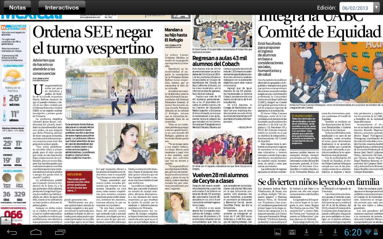 La Cronica para Tablets