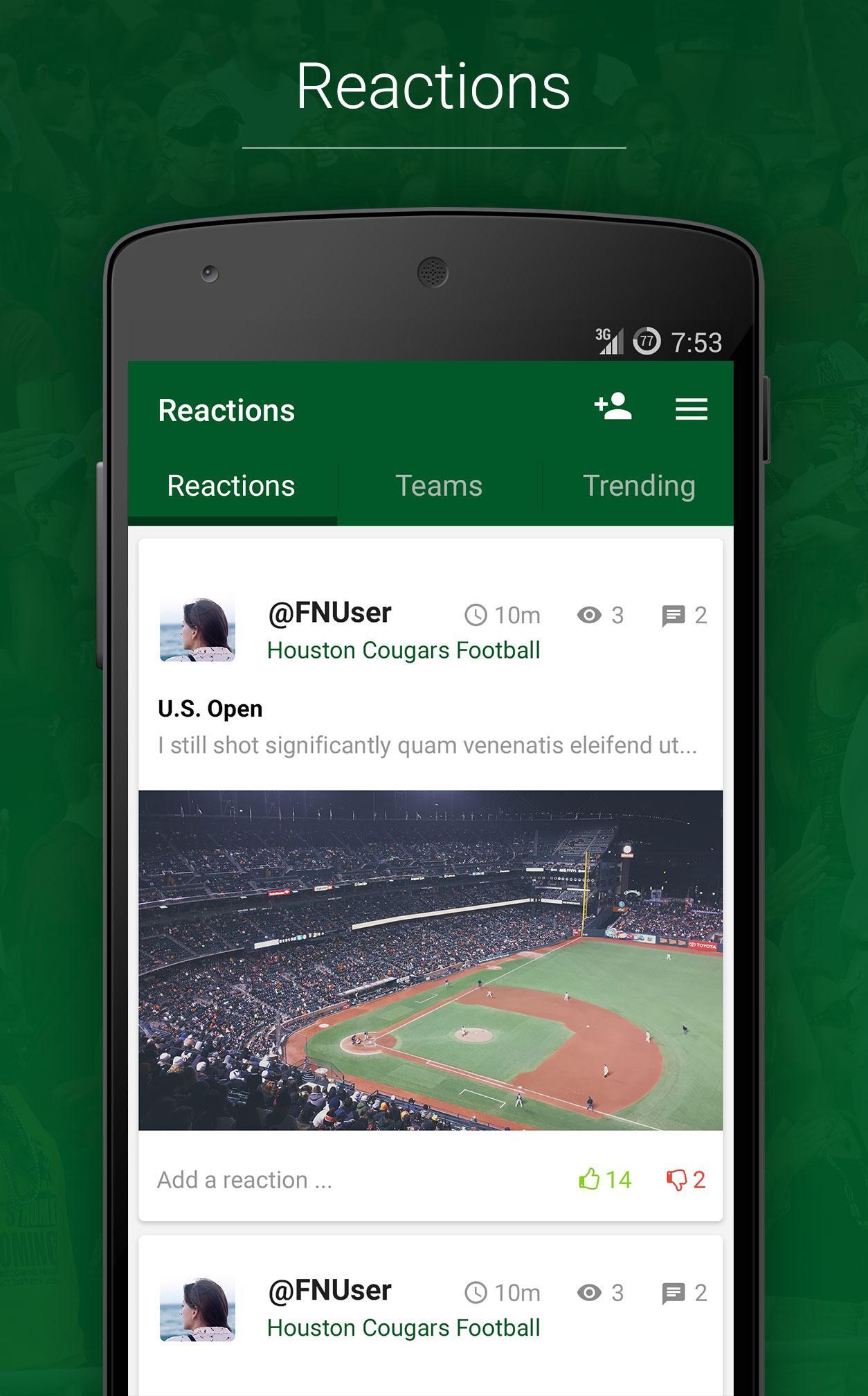 FanReact-Sport Fans Social App