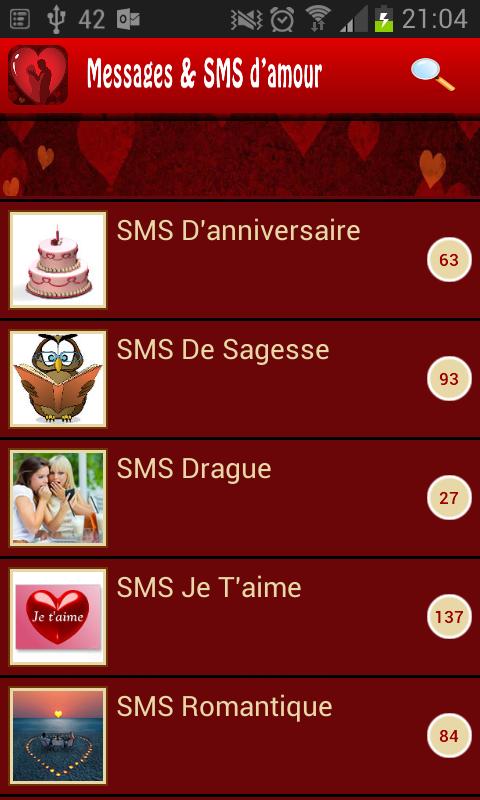 Messages et SMS d'amour