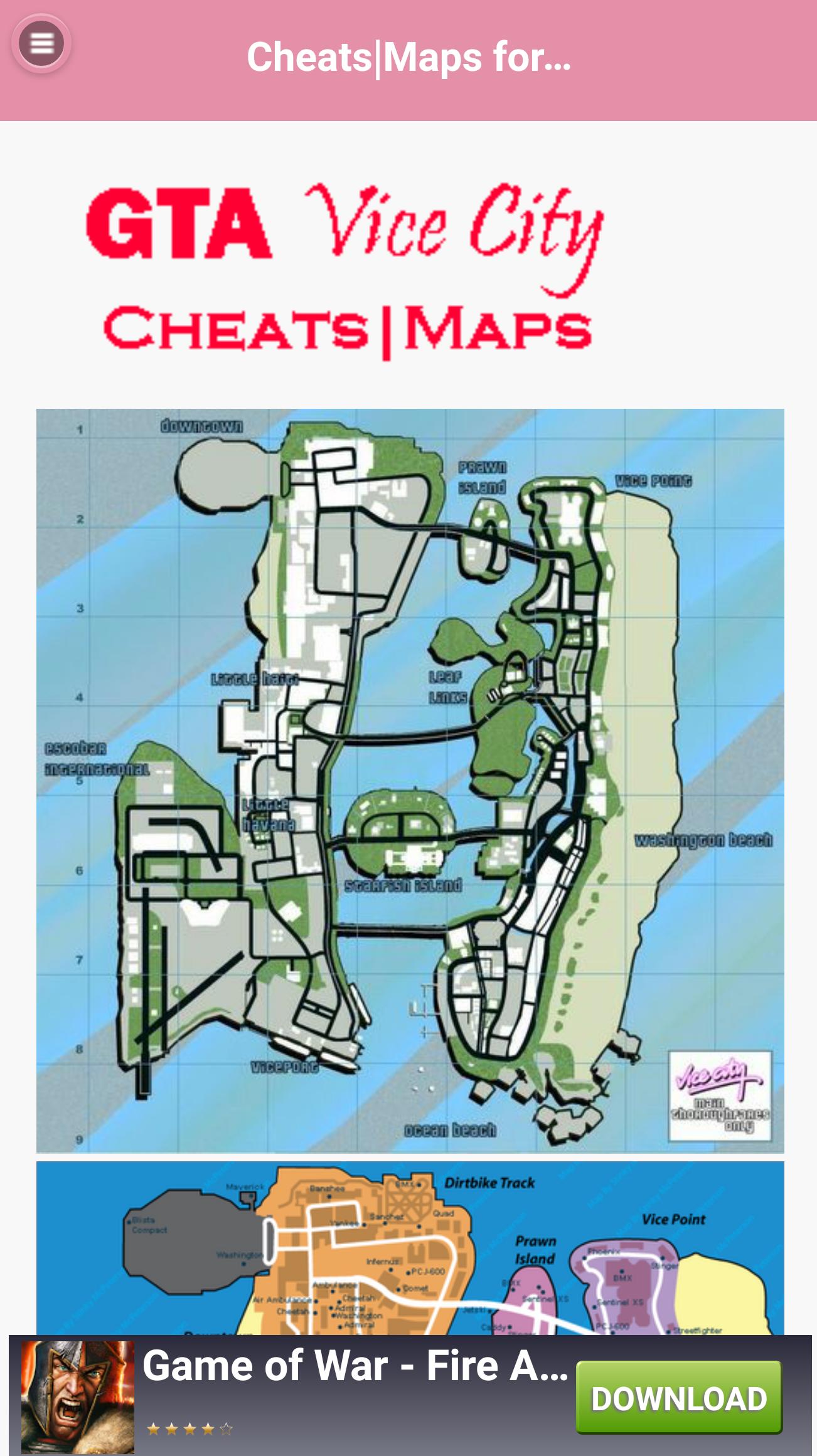 Cheats|Maps for GTA Vice City