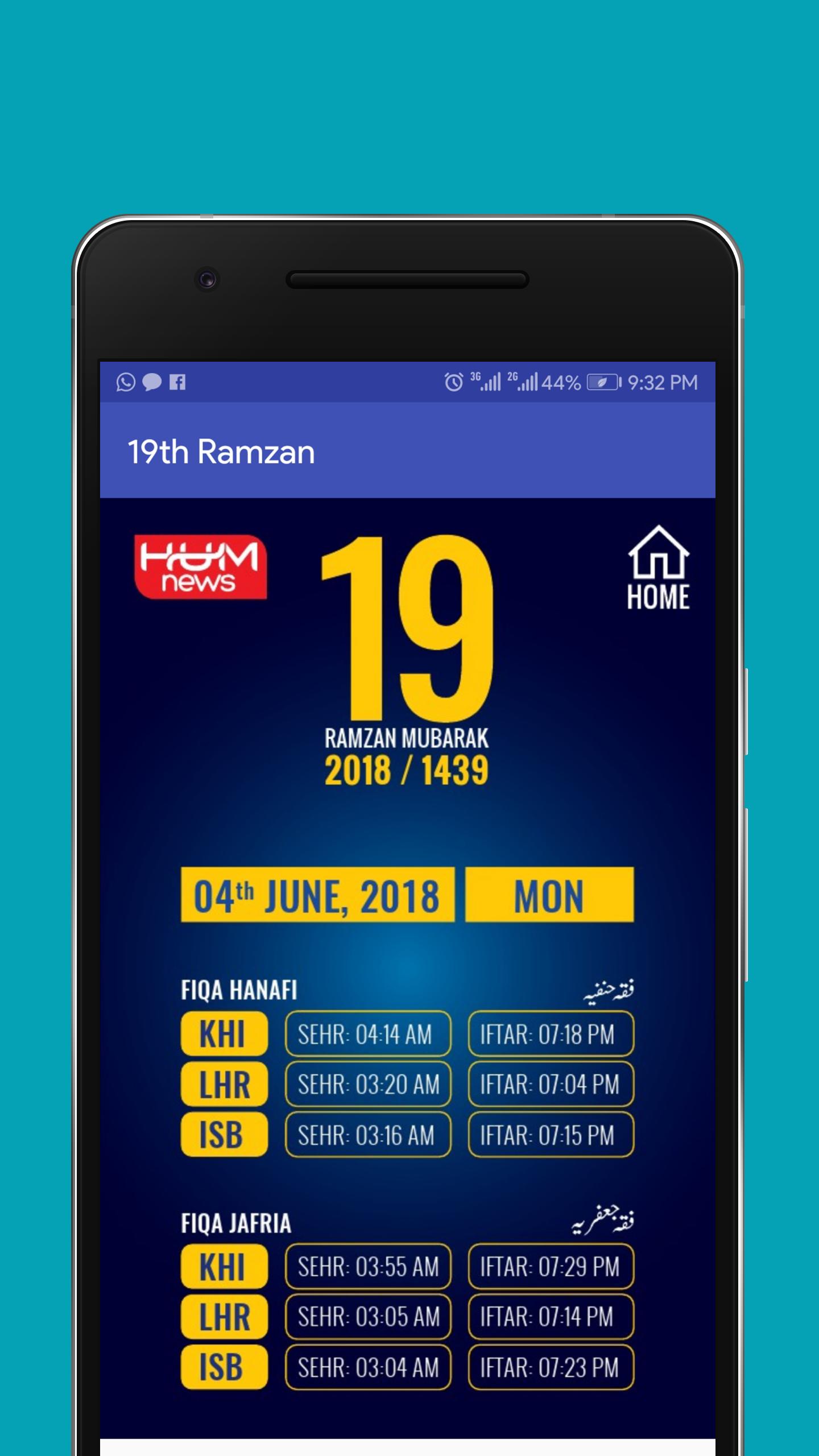 Ramadan Calendar 2018