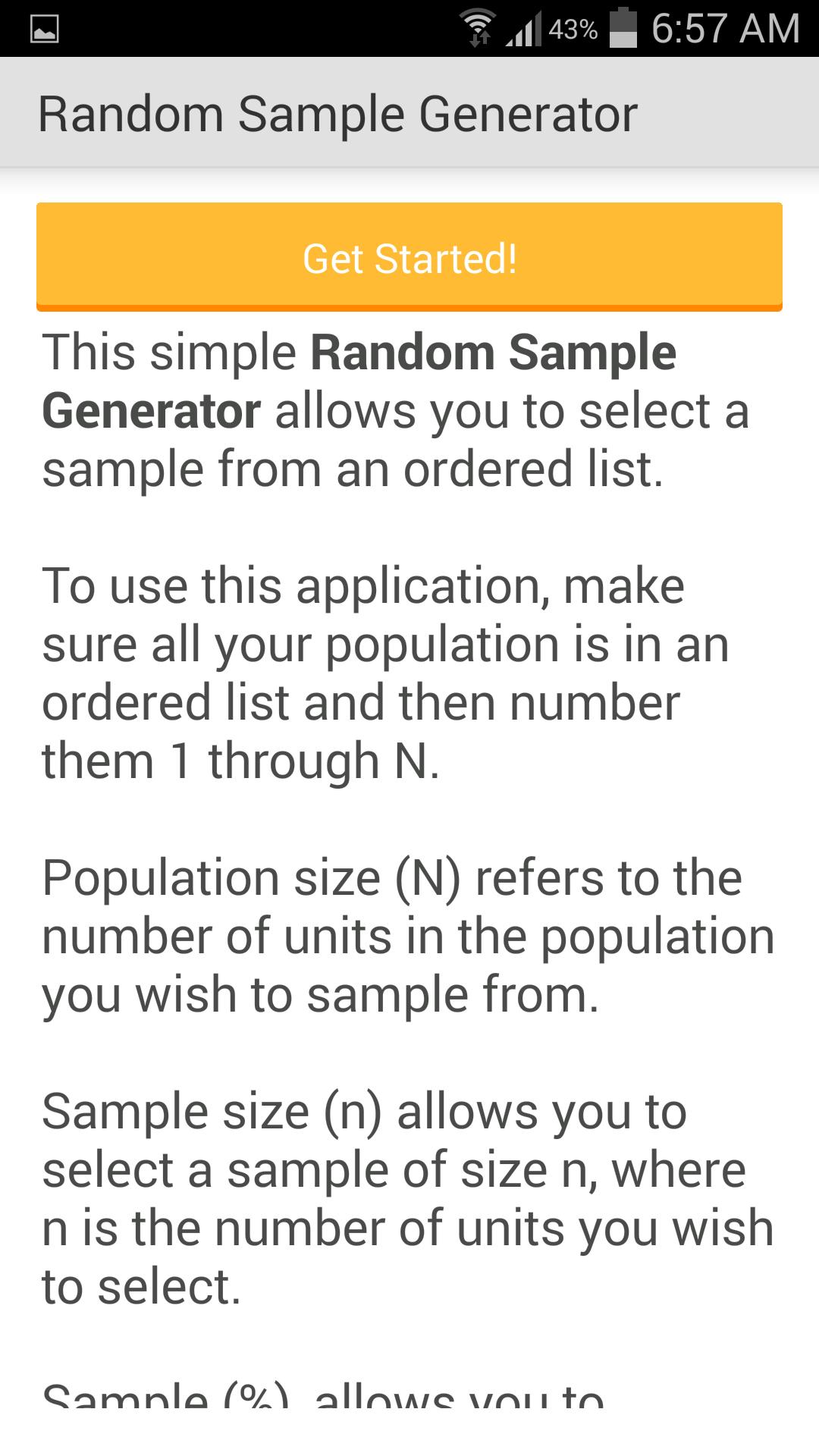 Random Sample Generator