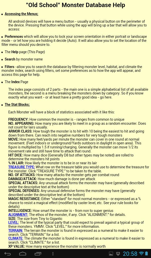 "Old School" Monsters Database