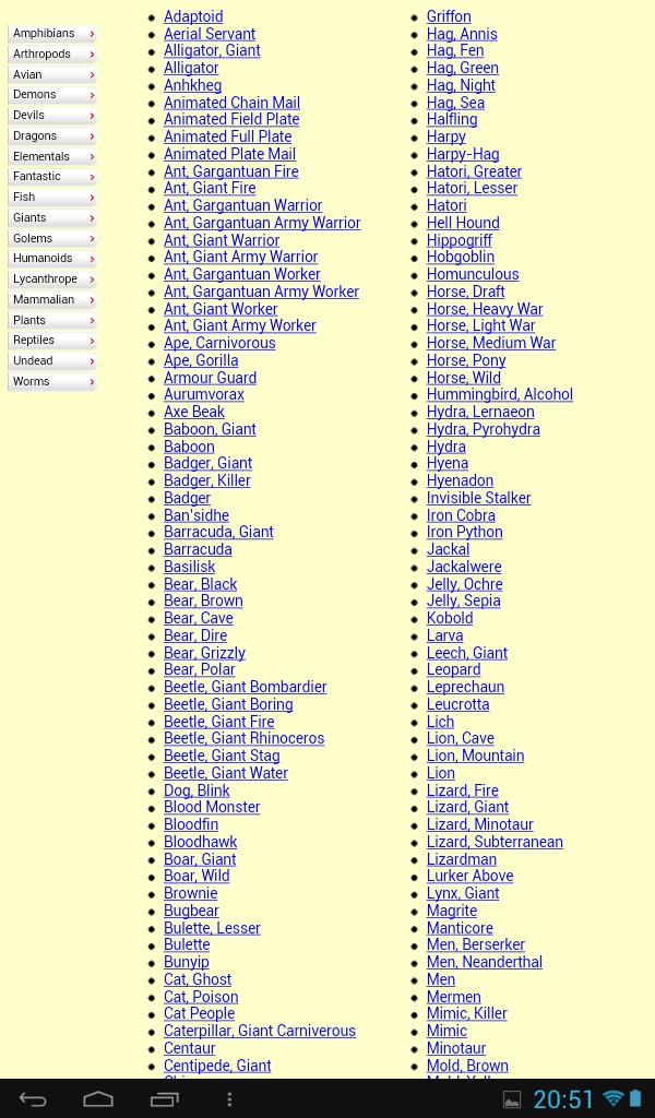"Old School" Monsters Database