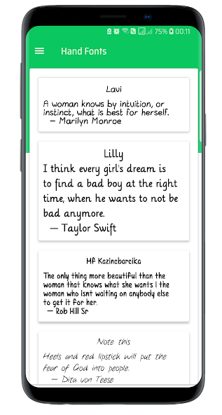 Hand Fonts for FlipFont