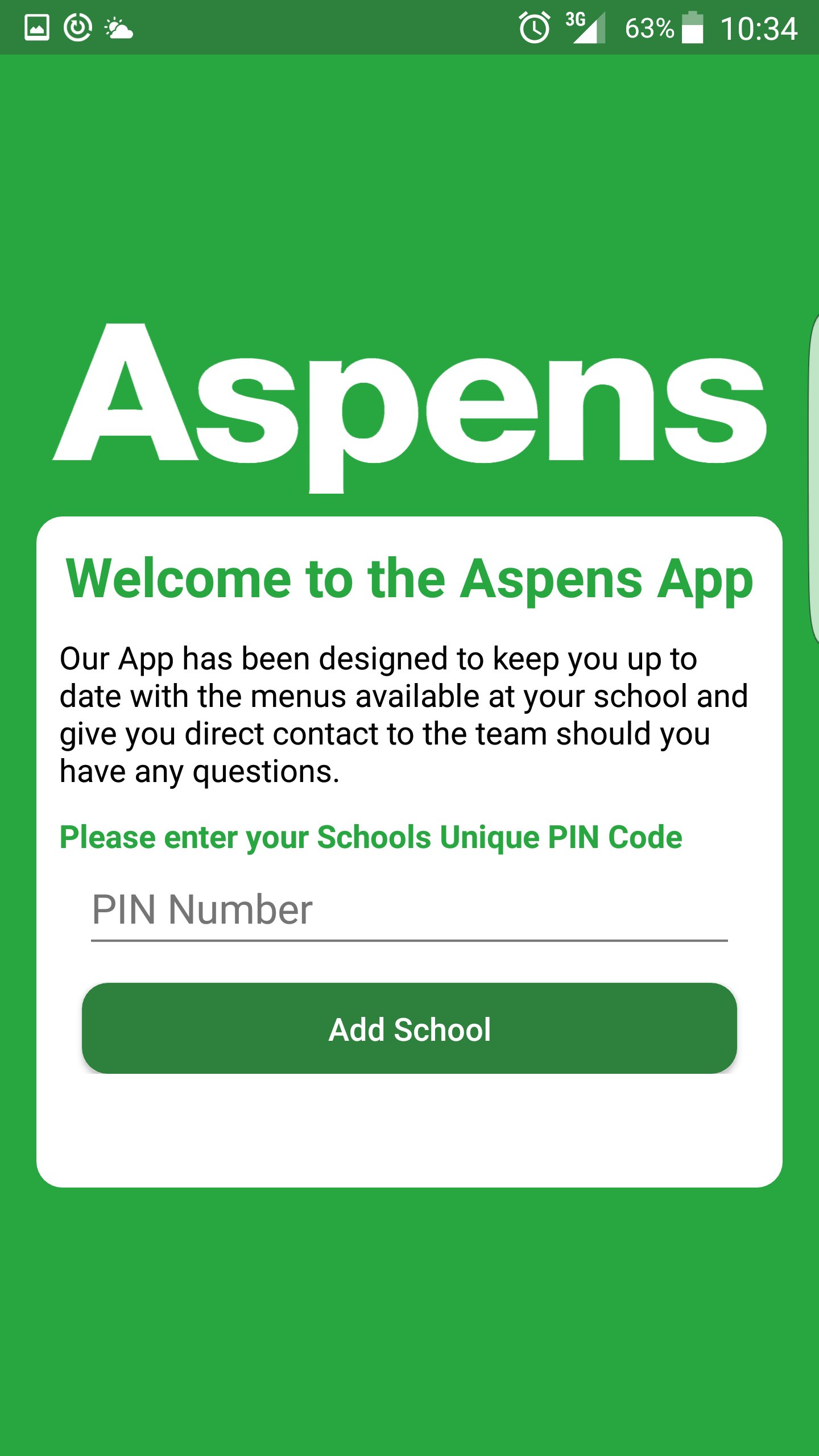 Aspens Services Menu