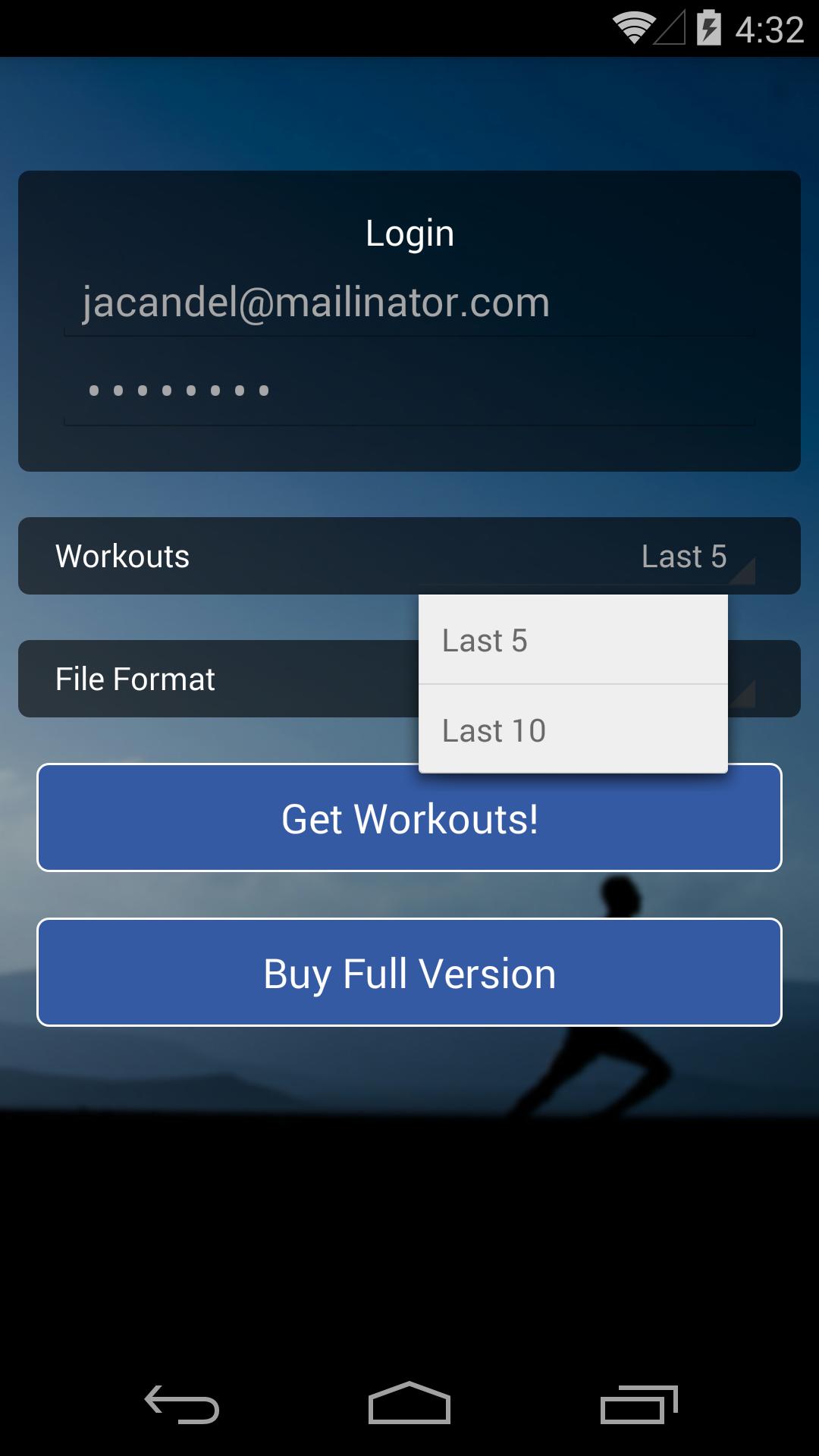Sports Tracker Export Trial