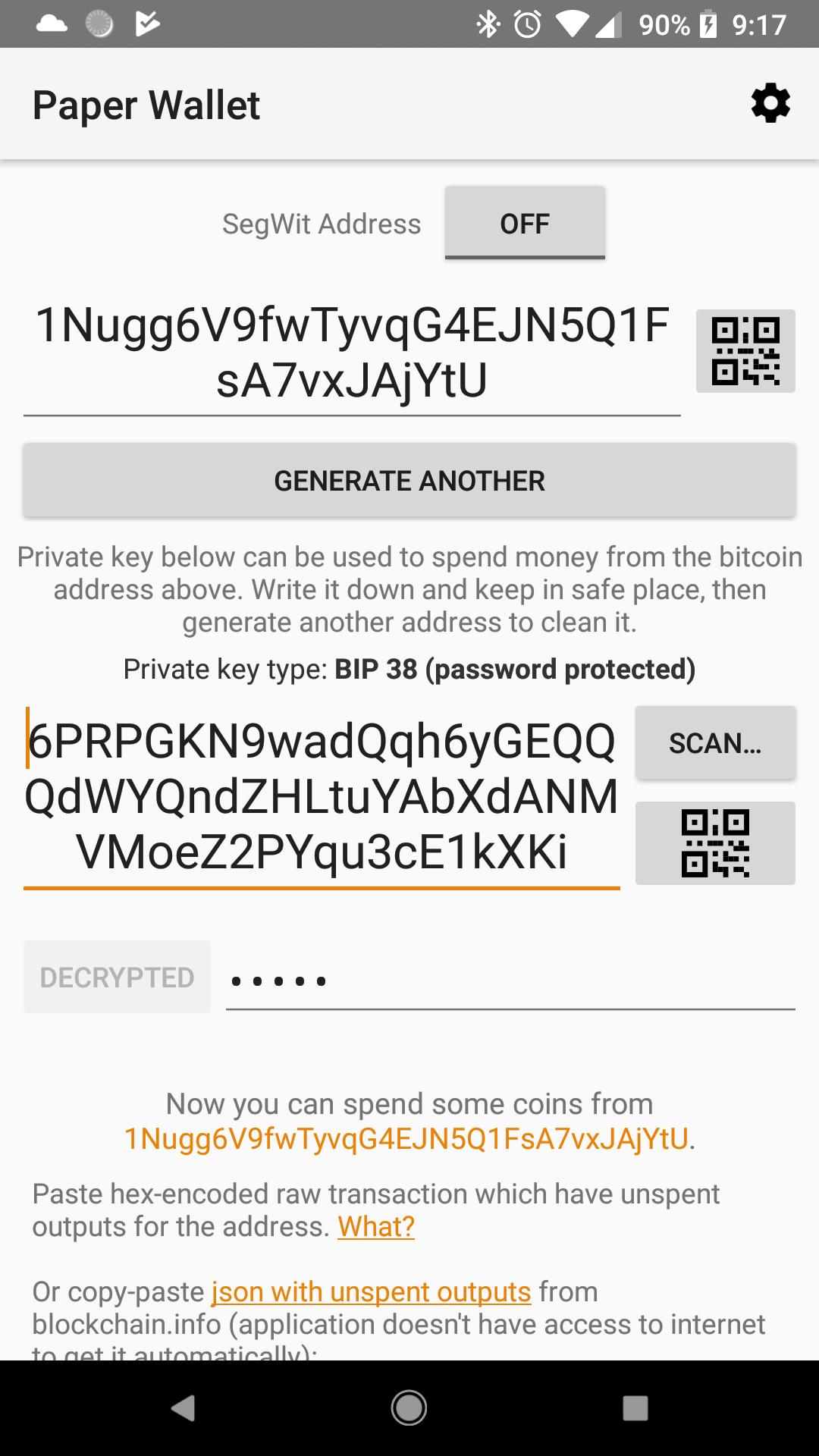 Bitcoin Paper Wallet