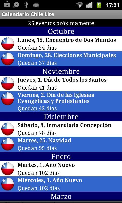 Calendario Feriados Chile