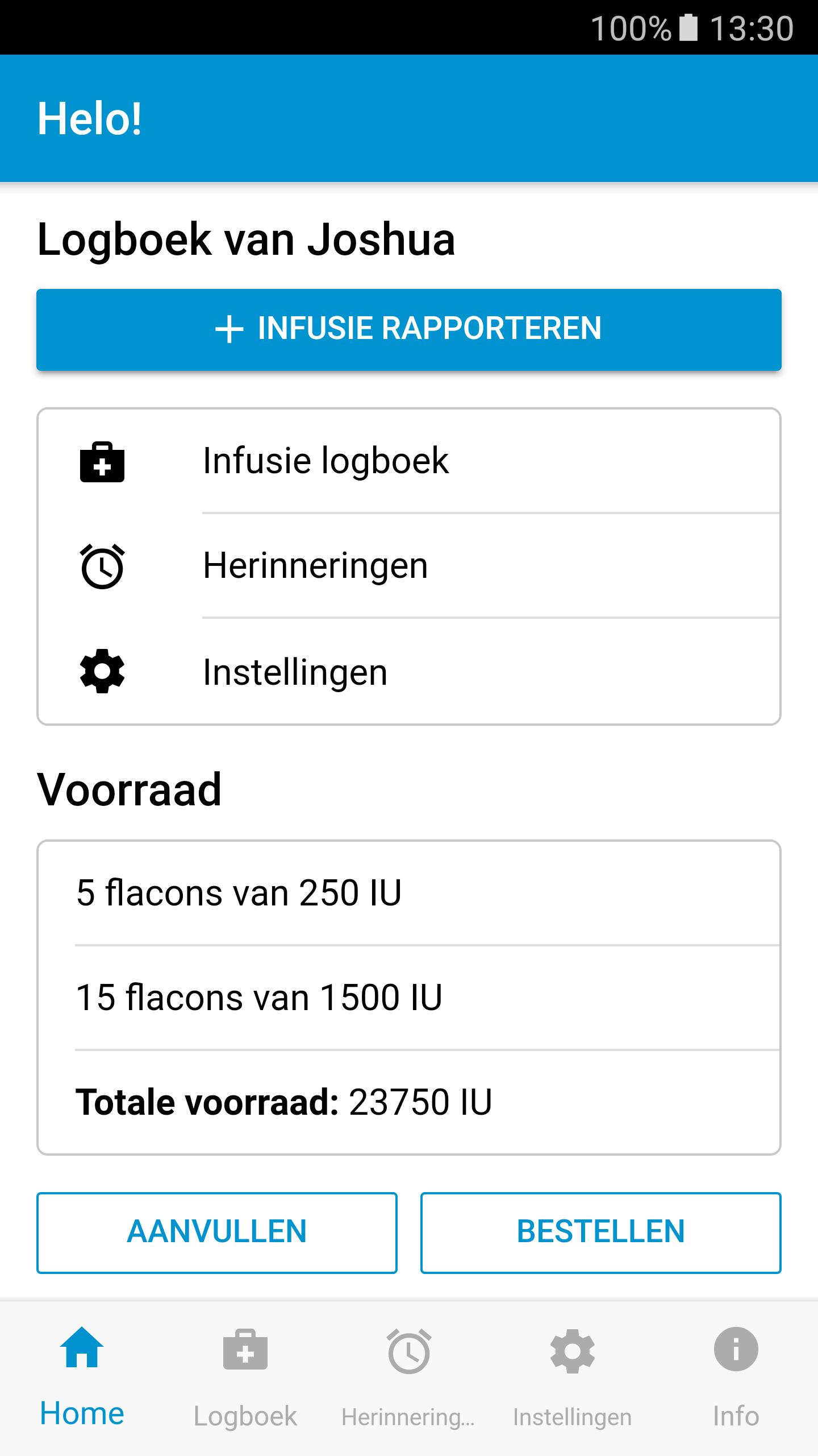 Helo! - Hemofilie logboek