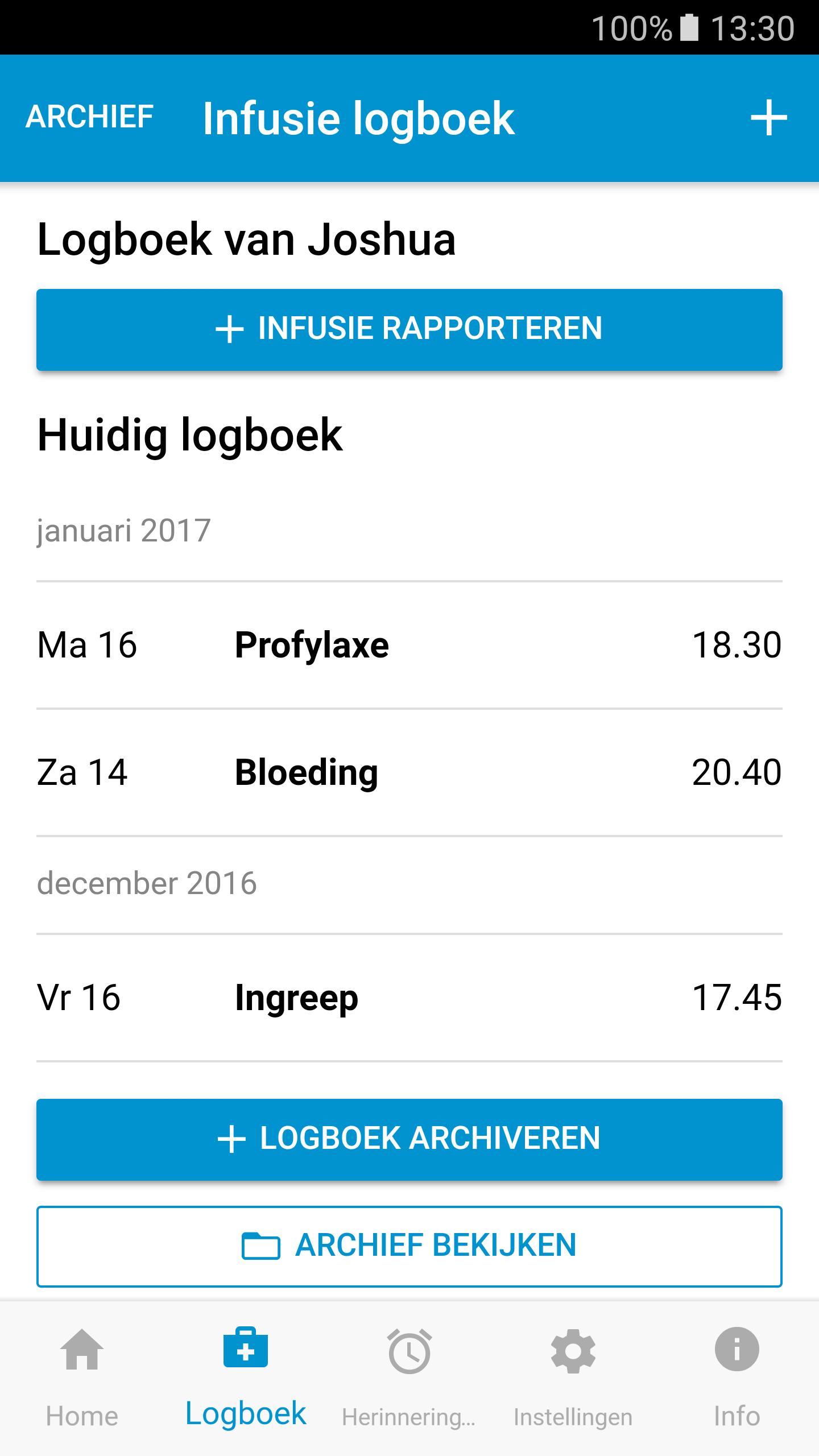 Helo! - Hemofilie logboek