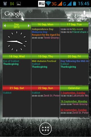 Google calendar widgets