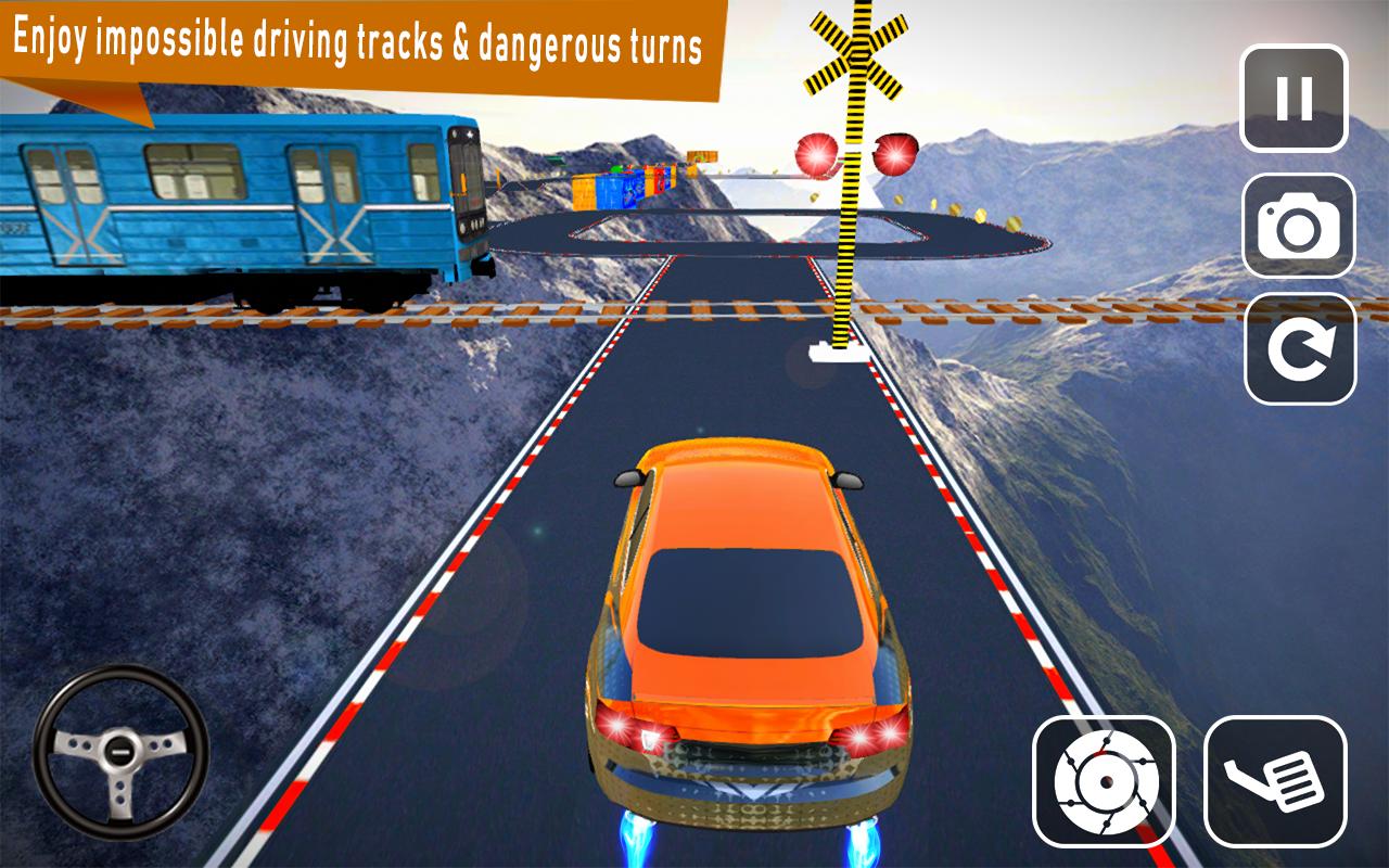 Impossible Race tracks Car Stunt Driving Game