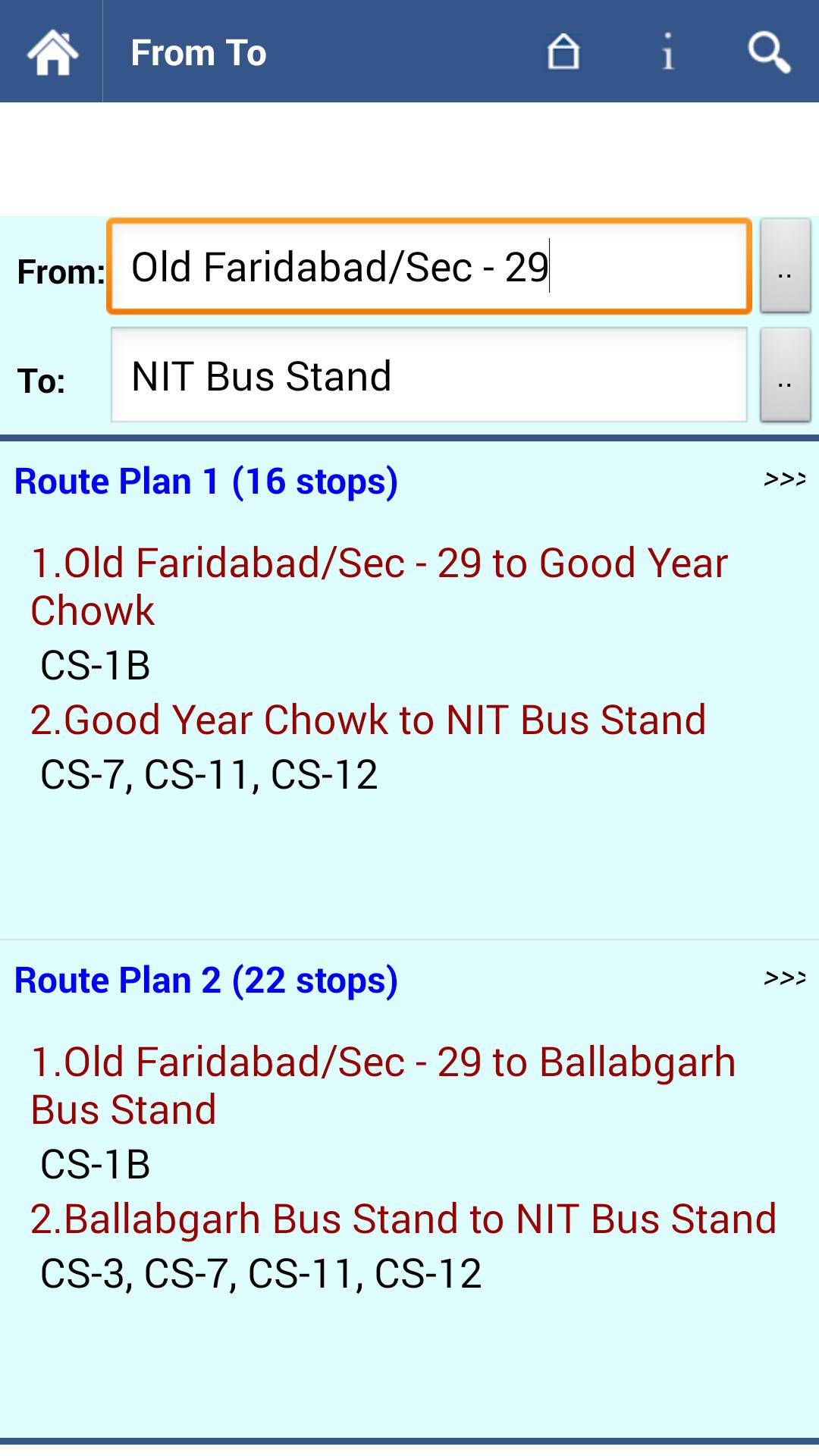 Faridabad Bus Info