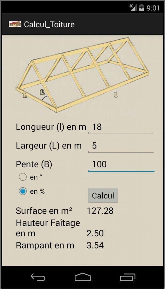Calcul de surface de toiture