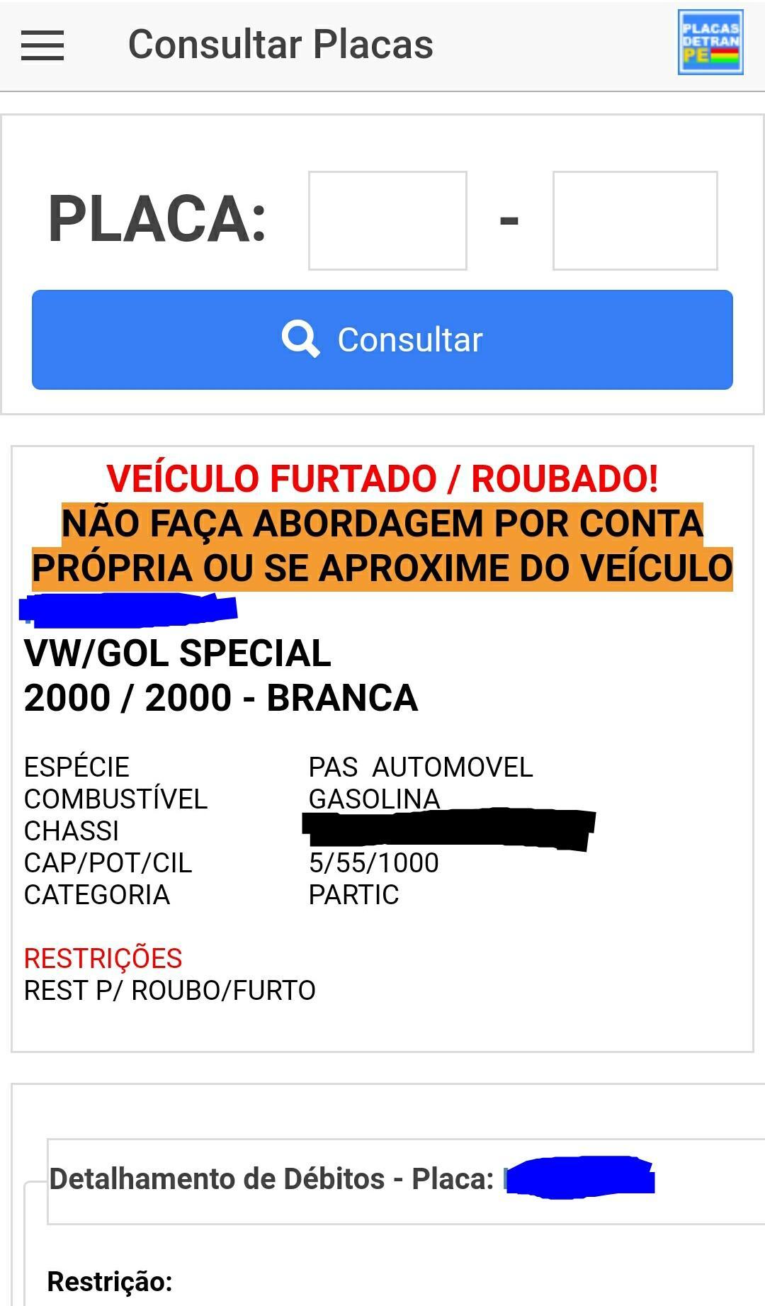 Placas Detran PE