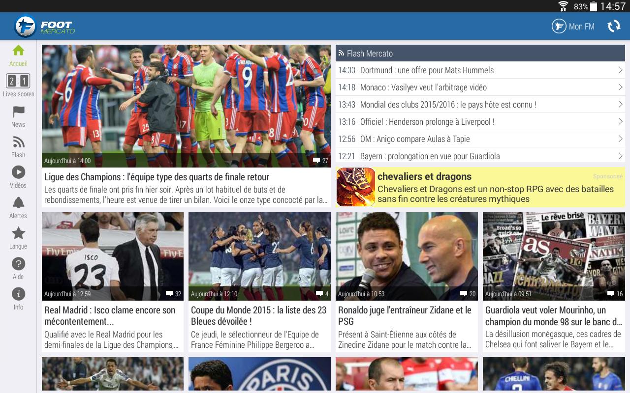 Foot Mercato Tab : info foot