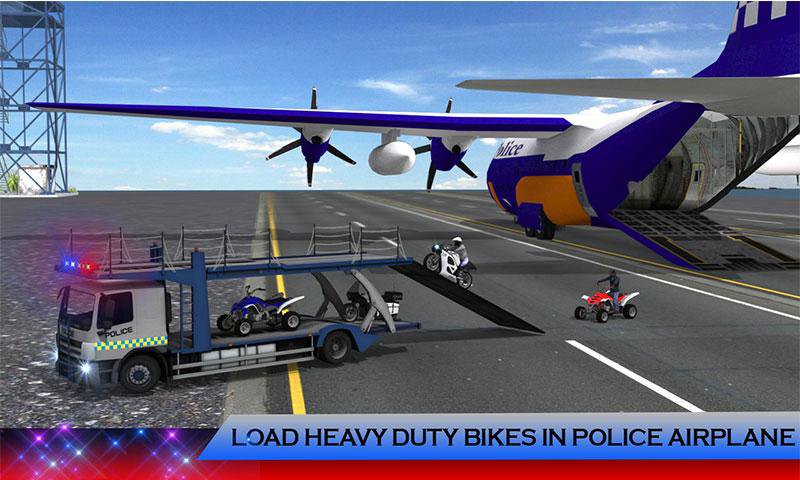 US Police Airplane: Kids Moto Transporter Games