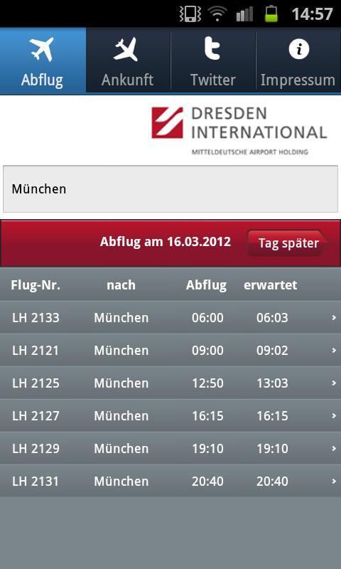 Flugtafel Flughafen Dresden