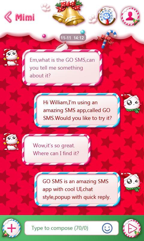 GO SMS CHRISTMAS CAT THEME