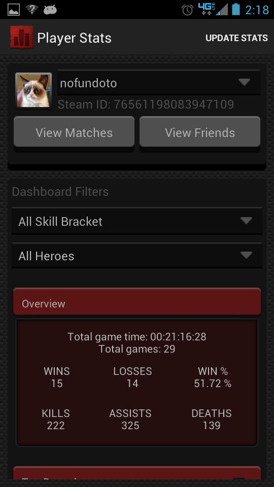 Statistics for Dota 2