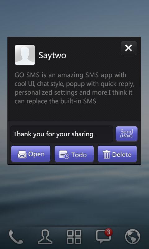 GO SMS Pro IPhoneBlack ThemeEX