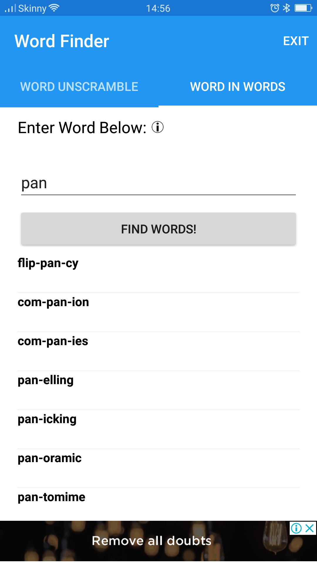 Anagram unscrambler - Word fin